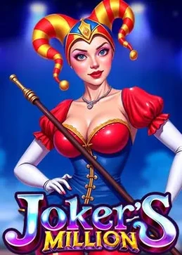 Jokers dorés et jackpot millionnaire sur une grille retro aux couleurs vives.